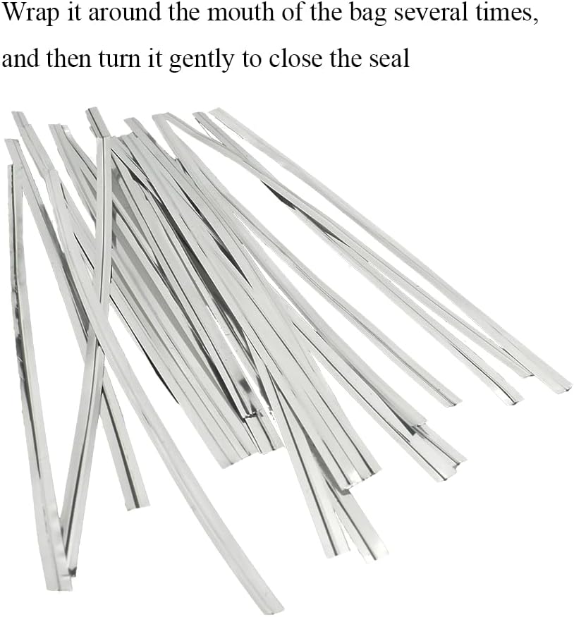 HAHIYO 300Pcs 6inches Silver Metal Twist Ties Bread Candy Coffee Bag Ties Plant Garden Twist Ties for Cellophane Treat Bags Gift Wraping Bags Plastic Bags Halloween Party Cake Present Art Crafts