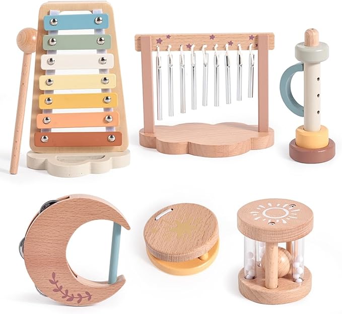 Baby Montessori Musical Instruments,Wooden Percussion Xylophone Musical Toys for Toddlers,Sensory Toys for 18+ Month Old,Kids Preschool Educational,Birthday Gift for Ages 2 3