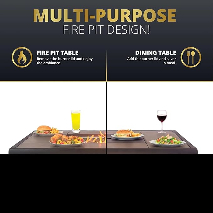 42" Outdoor Fire Pit Table for Patio, Propane Fire Pit Coffee Table with Square Base Patio Heater, CSA Certified, 50,000 BTU Stainless Steel Burner