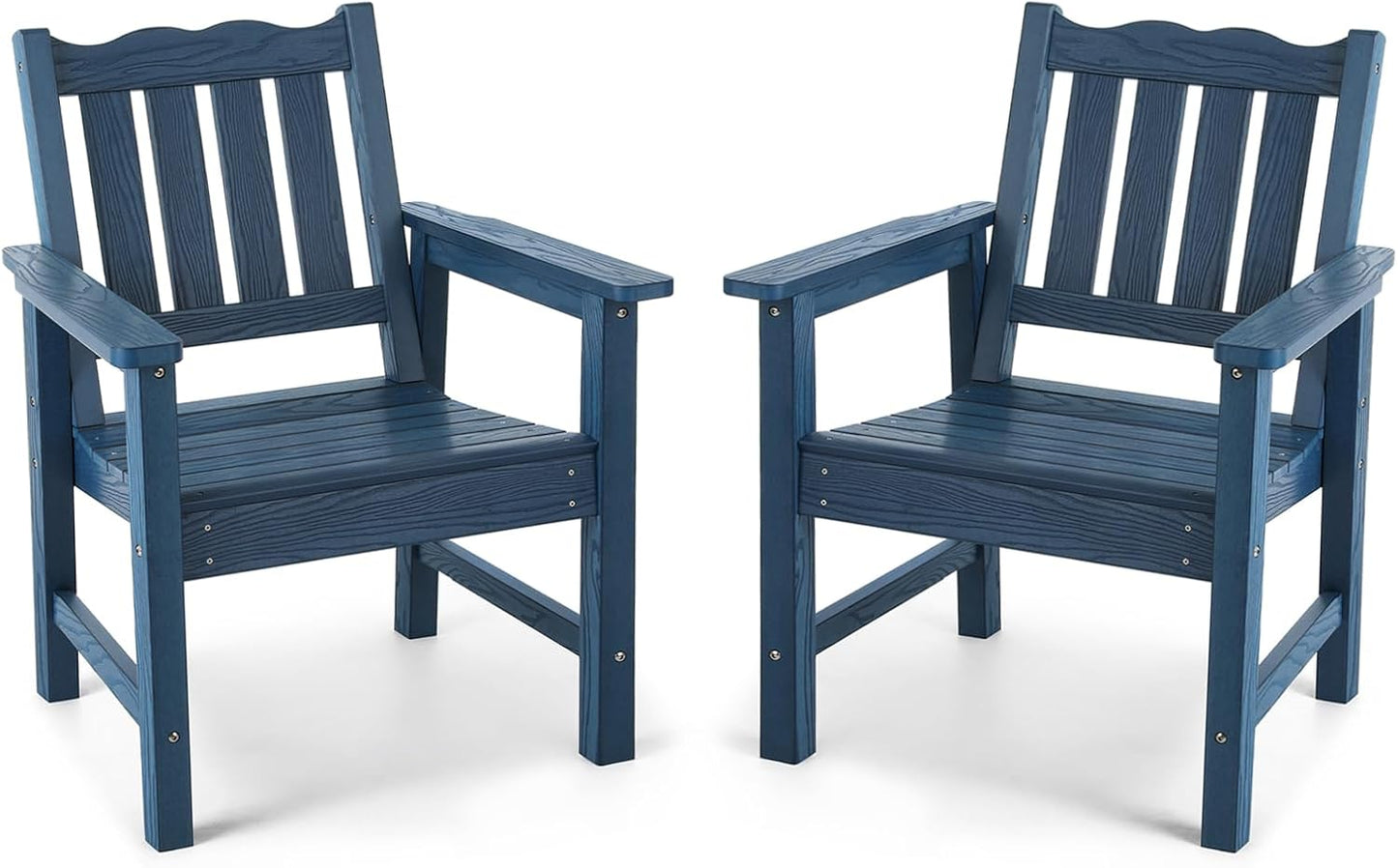 Stoog All-Weather Patio Chairs Set of 2, Heavy Duty Outdoor Chairs with 400 lbs Weight Capacity, Garden Chair for Backyard, Deck, Lawn & Porch, Blue