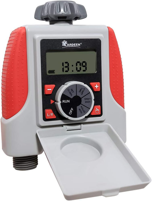 Electronic 2-Outlet Hose Water Timer Waterproof Programmable Garden Yard Sprinkler Timer Automatic Valve Red