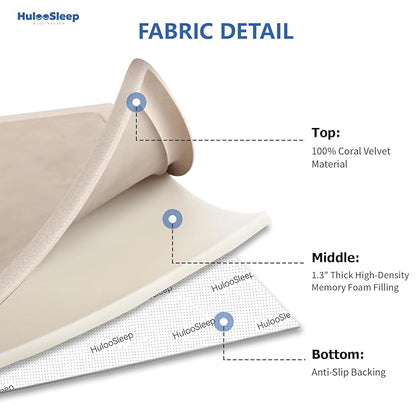 Play Mat for Babies Toddlers,1.3" Thick Elasti-Foam Anti-Fall Cushion Mat for Kids Room,28×72 Bedroom Bedside Rugs,Water-Repellent Soft Coral Velvet,Non-Slip(Beige)