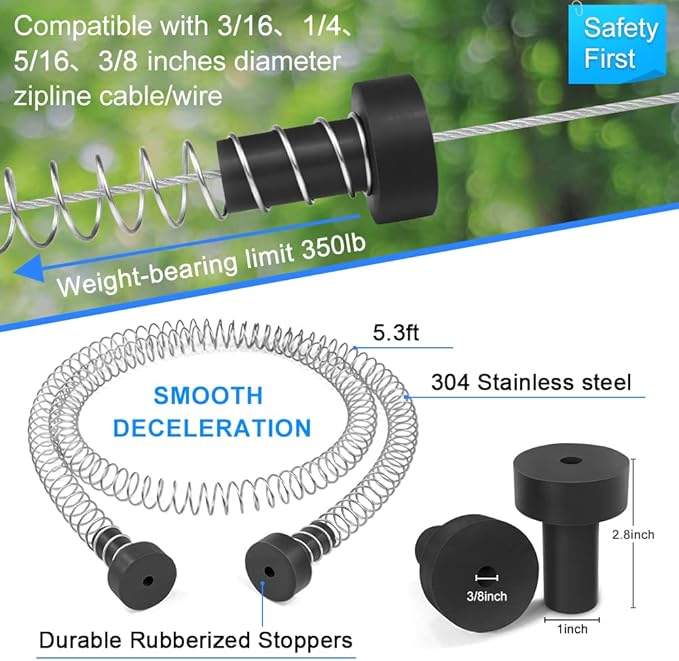 X XBEN Zip line Kits for Backyard 98FT, Zip Lines for Kid and Adult, Included Swing Seat, Ziplines Brake, and Steel Trolley, Outdoor Playground Equipment