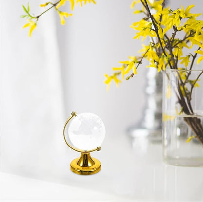 BESPORTBLE Crystal Globe Miniature Desktop World Globe with Stand World Map Handcraft Decoration Ornament for Living Room Bedroom Library Classroom Office Golden
