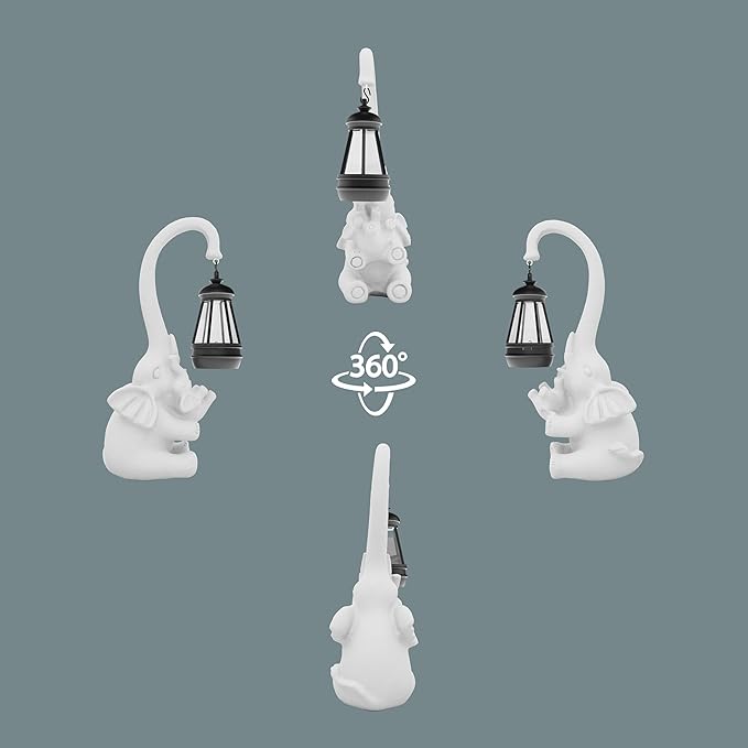 Statue Decoration, Figurine, Lawn Statue, Sculpture Ornament, Animal Figurine - Elephant Resin Statue with Lantern (Chest)