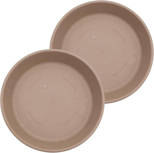 The HC Companies Flower Pot Saucers - Plastic Plant Saucer for Outdoors & Indoors - Traditional Design Plant Pot Trays for Water Drainage - Durable & Stylish Round Plant Tray (14-inch Sandstone)
