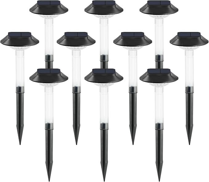 Color Changing Solar Pathway Lights - 10 Pack IP68 Waterproof Outdoor Solar Lights with 7 RGB Lighting Modes for Yard, Garden, Walkway, Pathway, Backyard, Lawn, Landscape Decoration