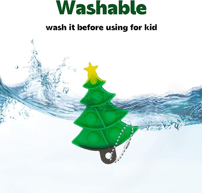 60Pcs Christmas Mini Pop Keychain Fidget Toys, Mini Pop Bubble Christmas Fidget Toy, Silicone Mini Pop Toys Bulk for Kids Anxiety Stress Reliever for Adults