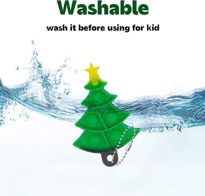 60Pcs Christmas Mini Pop Keychain Fidget Toys, Mini Pop Bubble Christmas Fidget Toy, Silicone Mini Pop Toys Bulk for Kids Anxiety Stress Reliever for Adults