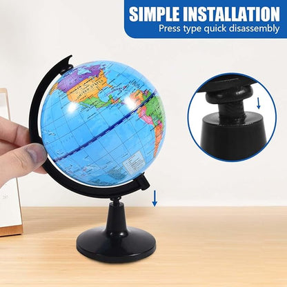 Rotating World Globe 4 Inch Spinning Earth Globe with Stand for Kids Learning Geography Classroom Education or Office Home Decorations