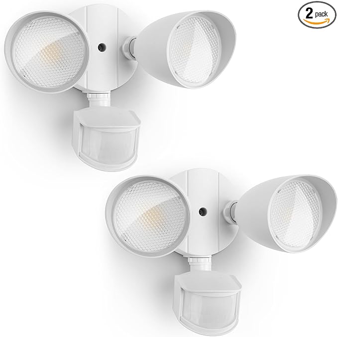 UME 2 Pack 32W 3500 Lumen LED Security Lights Motion Sensor Light Outdoor, 5000K Daylight, IP65 Waterproof, Dusk to Dawn, Motion Detector Flood Light for Garage, Yard, Porch-White