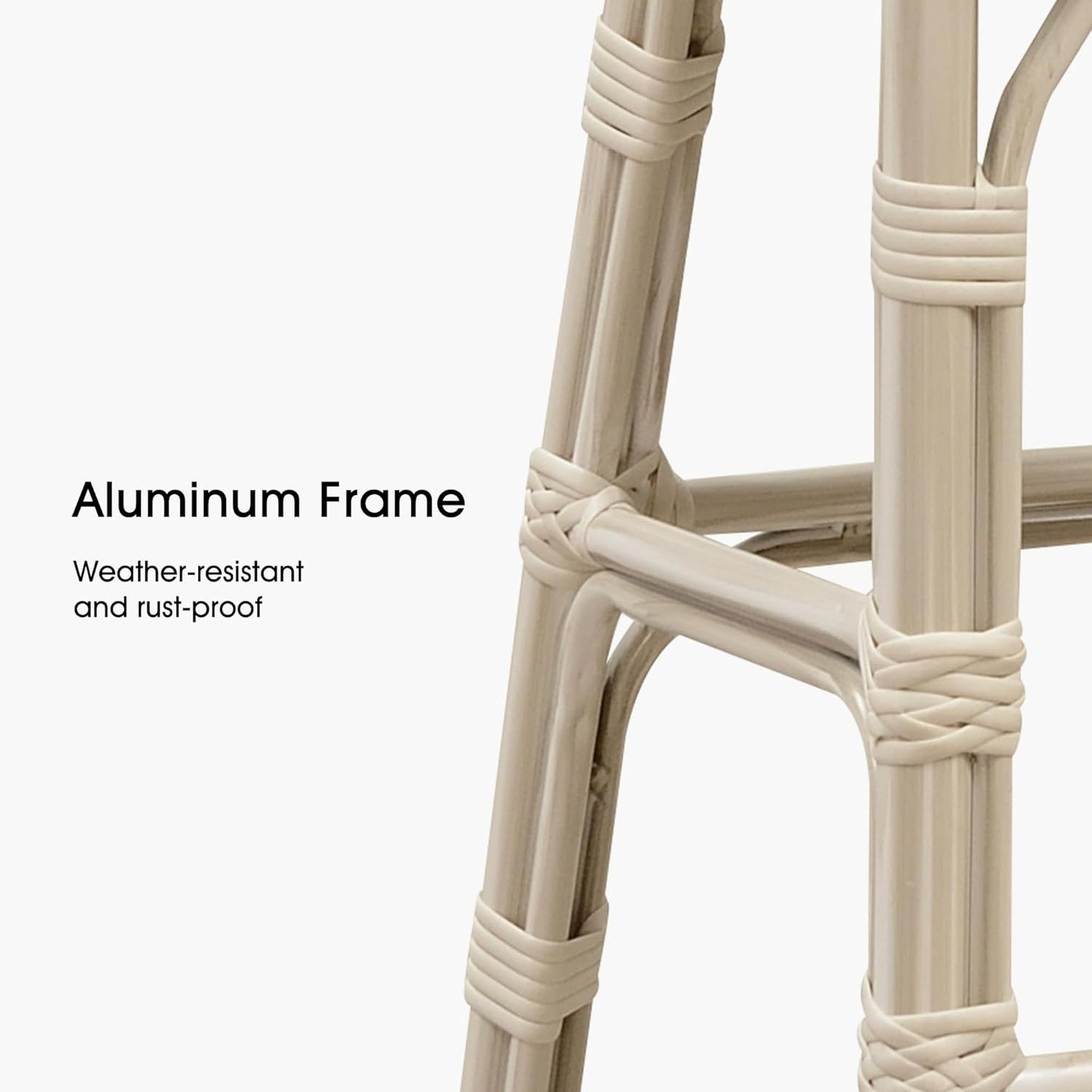 PURPLE LEAF French Counter Height Bar Stool Set of 2 25" White Print Finish Patio Bar Chairs with Back Rattan Bar Chairs French Bistro Set for Kitchen Outdoor Counter Stool Colorful