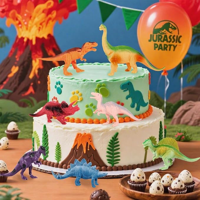 Kids Dinosaur Figures Toys, 12 Pcs Jumbo Plastic Dinosaur Toys for Kids 3-5, STEM Educational Realistic Dinosaurs Figurine Playset for Boys Girls Toddlers