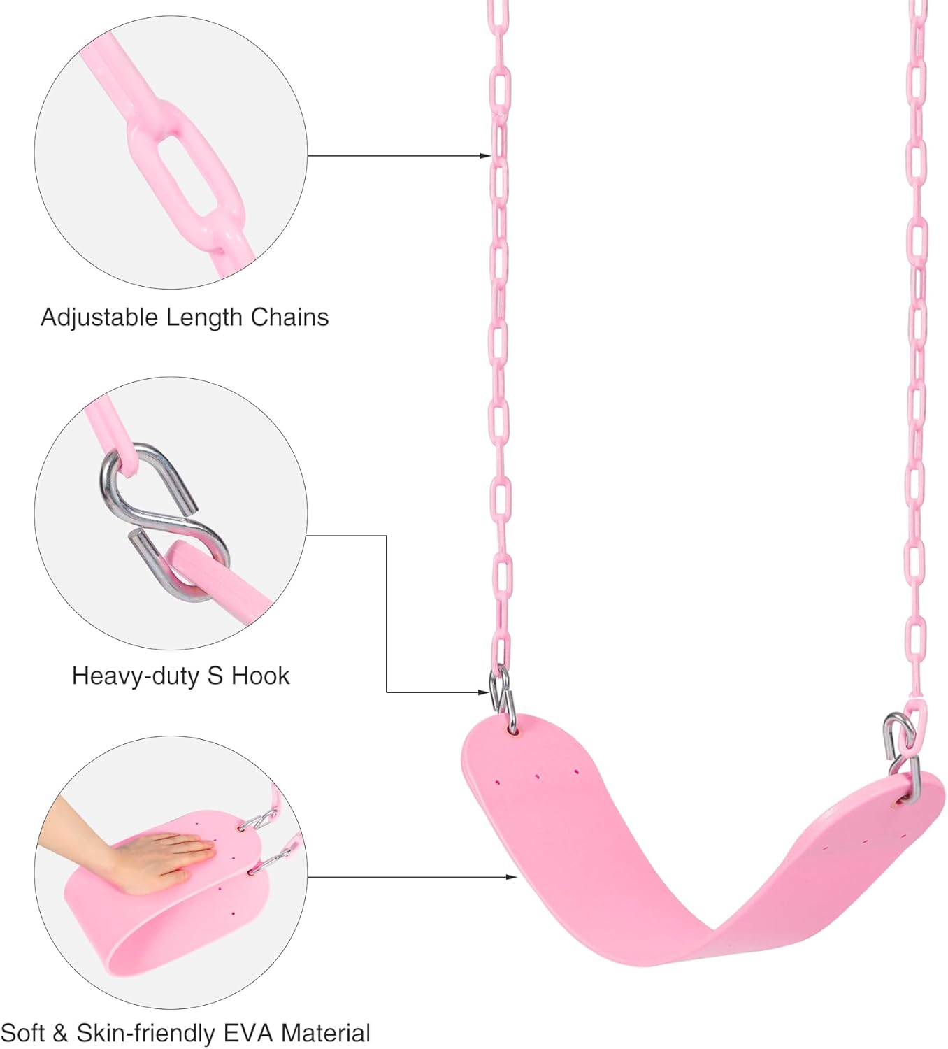 RedSwing High Back Full Bucket Swing with Heavy Duty Swing Seat Combo Pack (Triangle and Chain Dip), Tree Straps Included, Pink