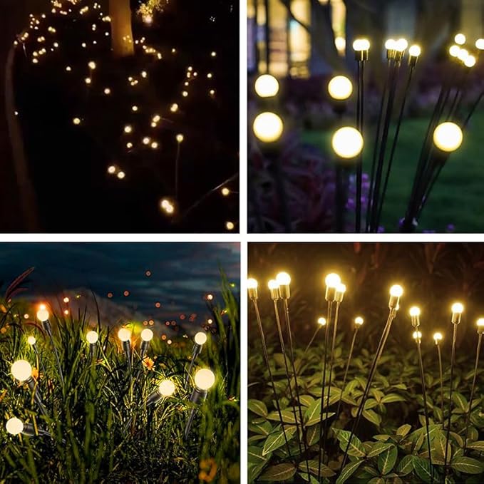 ANTQUE 10 Pack Solar Garden Lights, New Upgraded Swaying Starburst Vibrant Lights Waterproof Outdoor Yard Patio Pathway Decoration