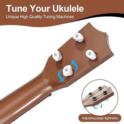 Raimy 17in Kids Ukulele Guitar - 4 Strings Mini Guitar Children Musical Instruments Educational Toys with Picks for Toddler Kids Boys Girls Beginner (Koa Color)