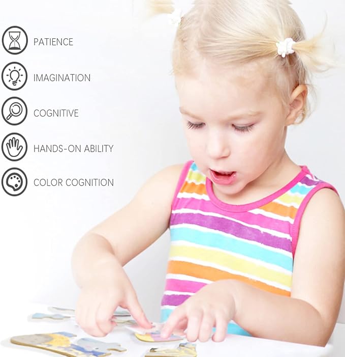 Wooden Floor Puzzles Set for Toddler Age 2-4 Easy 5 Pack 4 to 12 pcs Large Ocean Animal Beginner Puzzles for Early Educational Toy