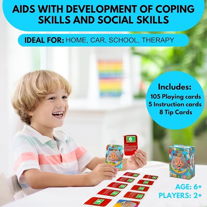 Thought-Spot Mad Smartz Social Skills Anger Management Card Game Teaches Interpersonal Skills Emotional Regulation Autism ADHD Learning Tool Educational Therapy Game Counseling Kids Teens CBT Tool