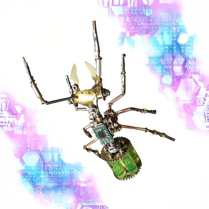 3D Steampunk Mechanical Insect Puzzle Kit - DIY Metal Assembly Model for Adults, Unique Retro Brass Sculpture Craft for Home Office Decoration (Gatling Ant)