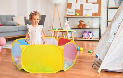 Eocolz Kids Ball Pit Large Pop Up Toddler Ball Pits Tent for Toddlers Girls Boys for Indoor Outdoor Playhouse Baby Playpen w/Zipper Storage Bag, Balls Not Included (Blue Yellow Red Green)