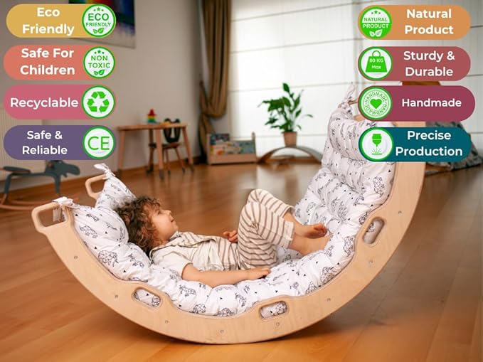 Climbing Arch Pillow Only | Cushion for Toddler Climbing Arch | Montessori Rocker Cushion | Toddler Floor Pillow for Kids (Origami)