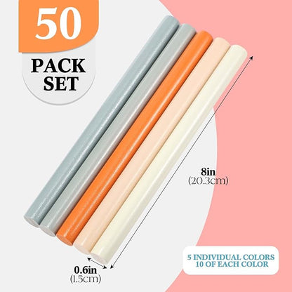 50 Pcs Rhythm Sticks for Kids Classroom Activities, 5 Colors 8 Inch Set of Music Sticks, Wooden Percussion Musical Instruments for Girls and Boys (Matte Color)