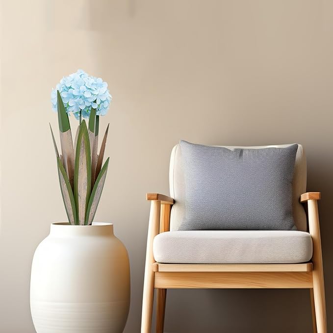 Large Metal Agave Plant, 2 Pack Big Tequila Rustic Sculpture witn Hydrangea, Rustic Metal Agave Plants Garden Lawn Home Ornaments, for Yard Stakes, Garden Figurines, Outdoor Patio (2 Blue Hydrangea)