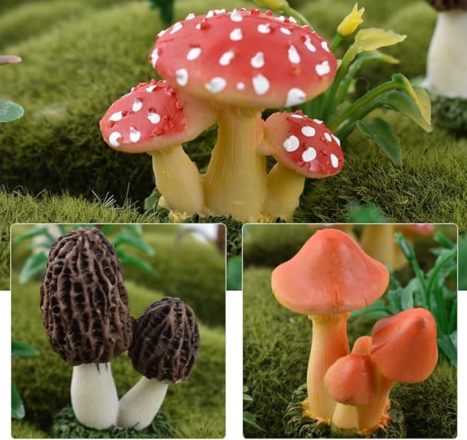 Resin Miniature Mushroom, Miniature Mushroom and Snail Figurine Fairy Mushroom Figurines Fairy Garden Accessories Mushroom Decor Micro Moss Landscape Statues Craft