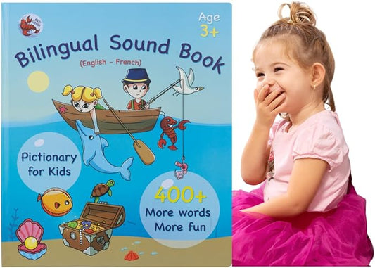 English and French ABC Learning for Children, Interactive Kids Book, Fun Educational Toy to Learn Letters and Words, Bilingual AudioBook for Toddlers (Ages 3+) Boys / Girls