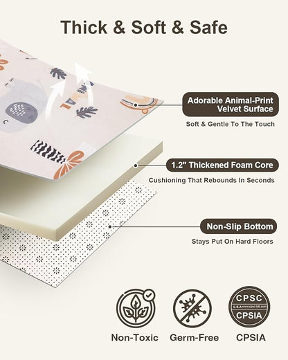 Baby Play Mat for Floor,1.2" Thick 50x50 Playpen Mat,Safe Padding Tummy Time Mats for Babies and Infants Toddlers,Cushioning Foam Mats for Kids Crawling,Non-Slip Baby Playmat,Yoga,Tatami,Nursery Rug
