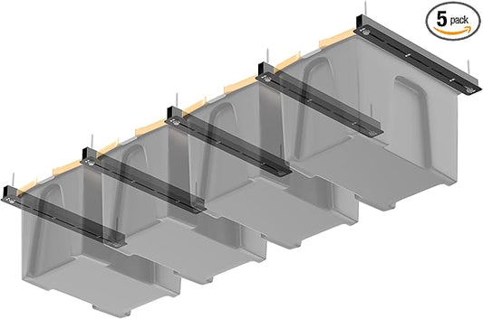 Ultrawall Overhead Garage Storage Rack, Heavy Duty Ceiling Storage Rack, 26 Inch Adjustable Ceiling Bin Storage System, 5 Sets for 4 Bins