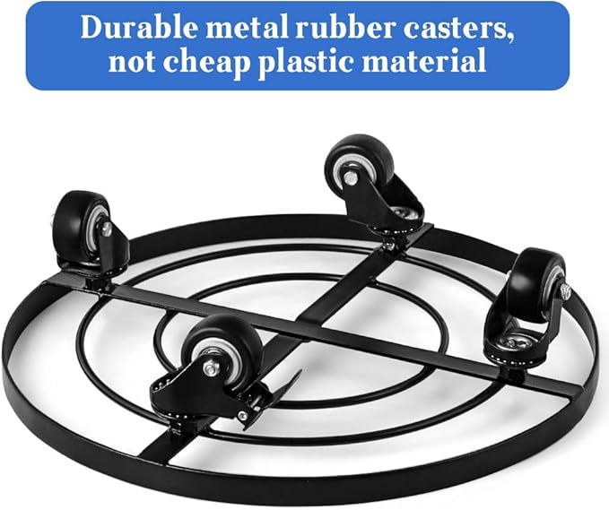 AMAGABELI GARDEN & HOME 16" Metal Plant Caddy Heavy Duty Iron Potted Plant Stand with Wheels Round Flower Pot Rack on Roller Dolly Holder Mover Indoor Outdoor Planter Trolley Casters Brakes BG1721