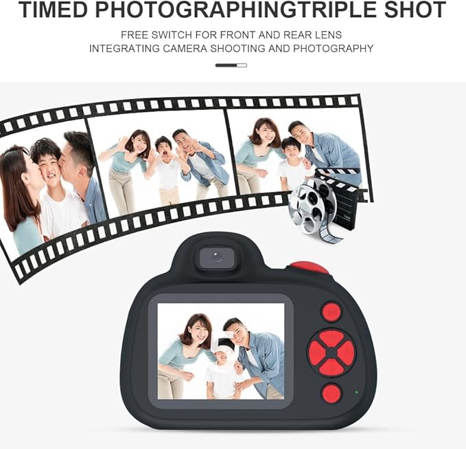 Kids Camera,Kids Digital Camera with Rotating Zoom Lens,1080P HD Digital for Kids with Flash,32GB SD,Christmas Birthday Gifts for Girls Boys 3-12 (Black, D6S)