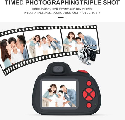 Kids Camera,Kids Digital Camera with Rotating Zoom Lens,1080P HD Digital for Kids with Flash,32GB SD,Christmas Birthday Gifts for Girls Boys 3-12 (Black, D6S)