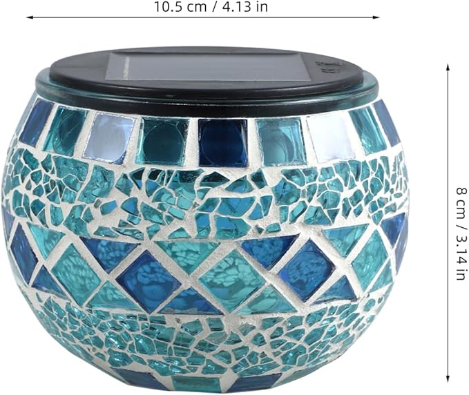 Uonlytech 3Pcs Mosaic Ball Garden Lights Outdoor Mosaic Lawn Lamps Solar Lights Glass Globe Powered Color Changing Solar Lamps Outdoor Indoor Decorations Garden Patio Yard Pathway (Blue)