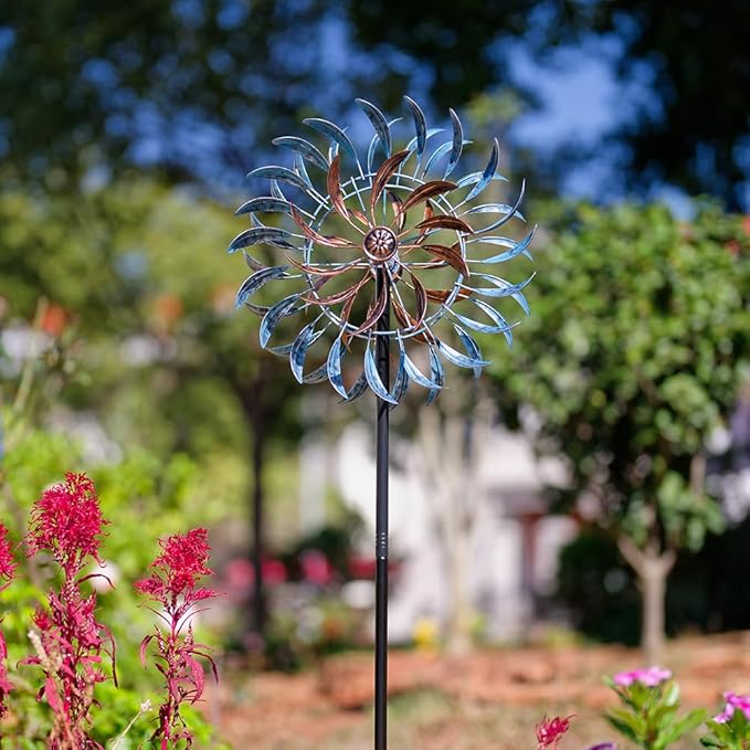 VEWOGARDEN Large Wind Spinners Outdoor, Metal Wind Sculptures & Spinners 360 Degrees Kinetic Wind Spinners for Yard and Garden 64 * 15.7 Inches