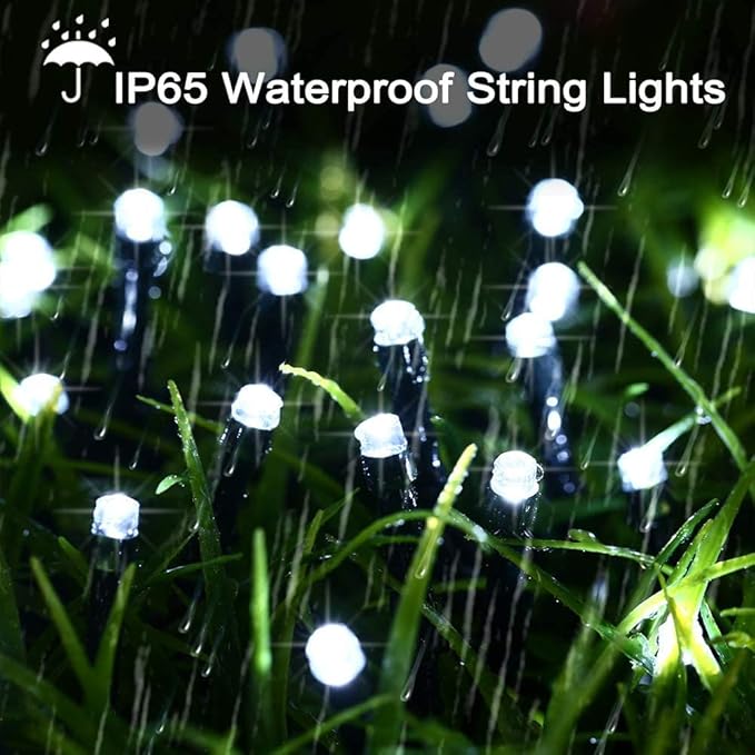 iShabao Solar Christmas Lights Outdoor, 98.4ft 300 LED Solar Fairy String Lights, 8 Modes Waterproof Christmas Lights for Garden, Patio, Home, Party, Wedding, Holiday, Tree Decorations (White)