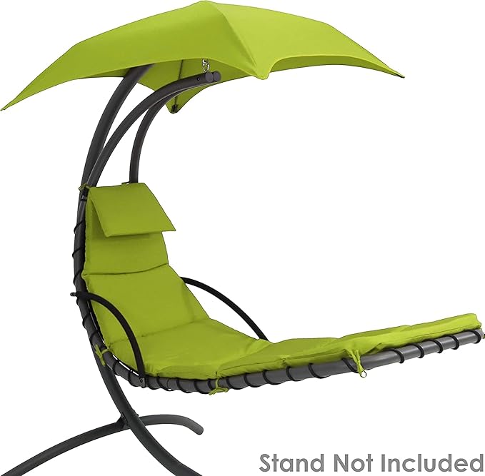 Weatherproof Replacement Cushion Pad and Umbrella for Hanging Lounge Chair Outdoor Chaise Hanging Hammock Chair - Long-Lasting, Fade-Resistant, Quick-Dry, Outdoor Lounge Replacement Set (Green)