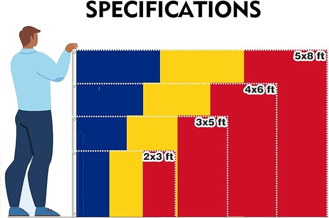 Romania Flag 3x5FT Romanian National Polyester Banner With 2 Grommets Fade Resistant Vivid Color For Patriotic Festival Events Party Decoration (Romania, 3x5FT)