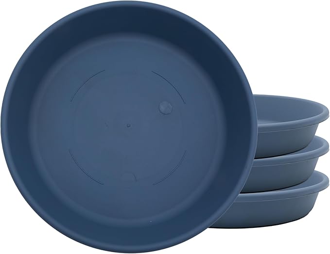The HC Companies Flower Pot Saucers - Plastic Plant Saucer for Outdoors & Indoors - Traditional Design Plant Pot Trays for Water Drainage - Durable & Stylish Round Plant Tray (10-inch Slate Blue)
