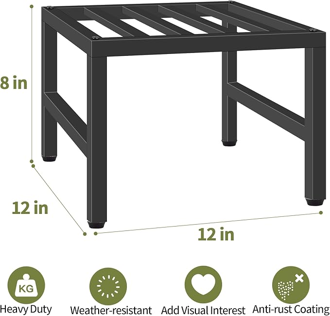 Plant Stand Indoor Outdoor, Heavy Duty Wrought Iron Pedestal Stands Metal Plant Stand for Indoor Outdoor, Sturdy Low Flower Stand Display Planter Shelf, 1pcs, Black