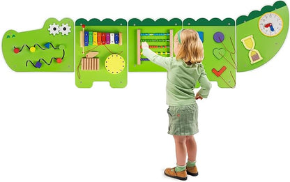 Monläurd® Crocodile Montessori Busy Board, Sensory Board,Educational Toys, Activity Cube, Wall Toys, Daycare Furniture, Playroom Furniture, Boys and Girls 6 M+