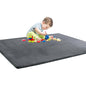 BALAPET Thick Memory Foam 47x47 Play Mat for Playpen, Super Soft Velvet Portable Baby Playpen Mat for Kids Toddler Crawling and Play, Non-Slip Bottom Playmat, Dark Grey