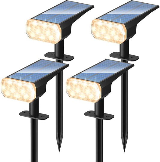 DINGLILIGHTING Waterproof Solar Lights Outdoor: IP65 Led Spot Light Decorations for Garden - 3 Lighting Modes Solar Powered for Yard - Dust to Dawn Uplighting Landscape Pathway Drive Patios 4PC Warm