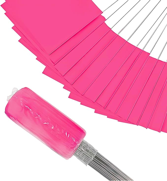 Zozen 100Pack Fluorescent Pink Marking Flags, Writable/15x4x5 Inch, Yard Flags for Lawn & Irrigation & Landscape & Sprinkler & Survey & Dog Training.