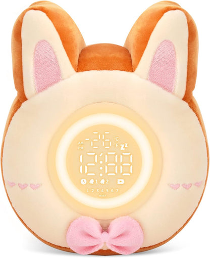 QANYI Bunny Night Light for Kids - Soft Plush Toy with Bunny Alarm Clock, Sleep Light for Bedroom, Gifting, Christmas, New Year