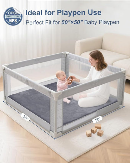 SEPARO Thick Baby Play Mat for Floor,50 x 50 Playpen Mat,Tummy Time Foam Mats,Ultra Soft Support & Plush Feel,Easy Care with Non-Slip Cushioned for Infant,Kids and Toddler Crawling, Dark Grey