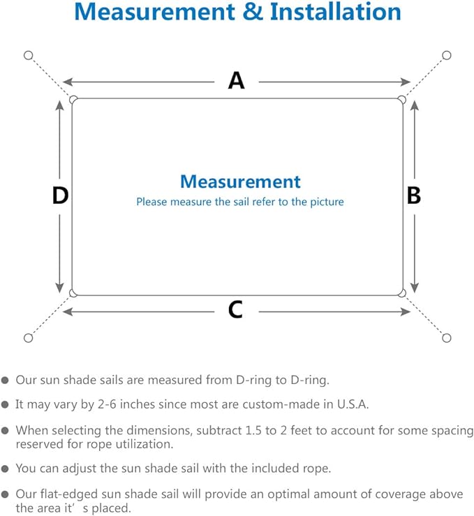 Eden's Decor Straight Flat-Edged Sun Shade Sail Rectangular 8' x 16' Grey UV-Blocking Outdoor Canopy Fabric Cloth Awning for Pergola Patio Garden Backyard Custom Size