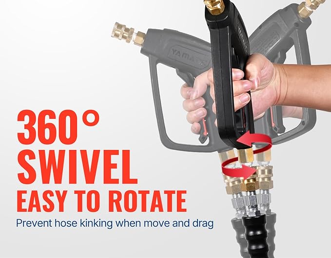 YAMATIC Pressure Washer Gun Wand with Swivel 3/8" Plug & M22 Coupler, Stainless Steel Extension Lance Replacement for Ryobi, Simpson, Craftsman Power Washer for Foam Cannon Car Wash, 4000 PSI