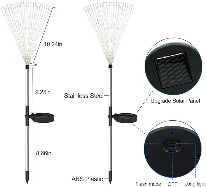 Anordsem Solar Fireworks Lights for Outdoor: Garden Light Waterproof for Yard Outside Decoration-Sparkler Stick LEDs for Pathway Lawn -Twinkle Lamp Powered Walkway Stake Party 4 Pack Warm White